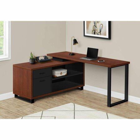 DAPHNES DINNETTE 72 in. Executive Corner Computer Desk Cherry & Black DA3072181